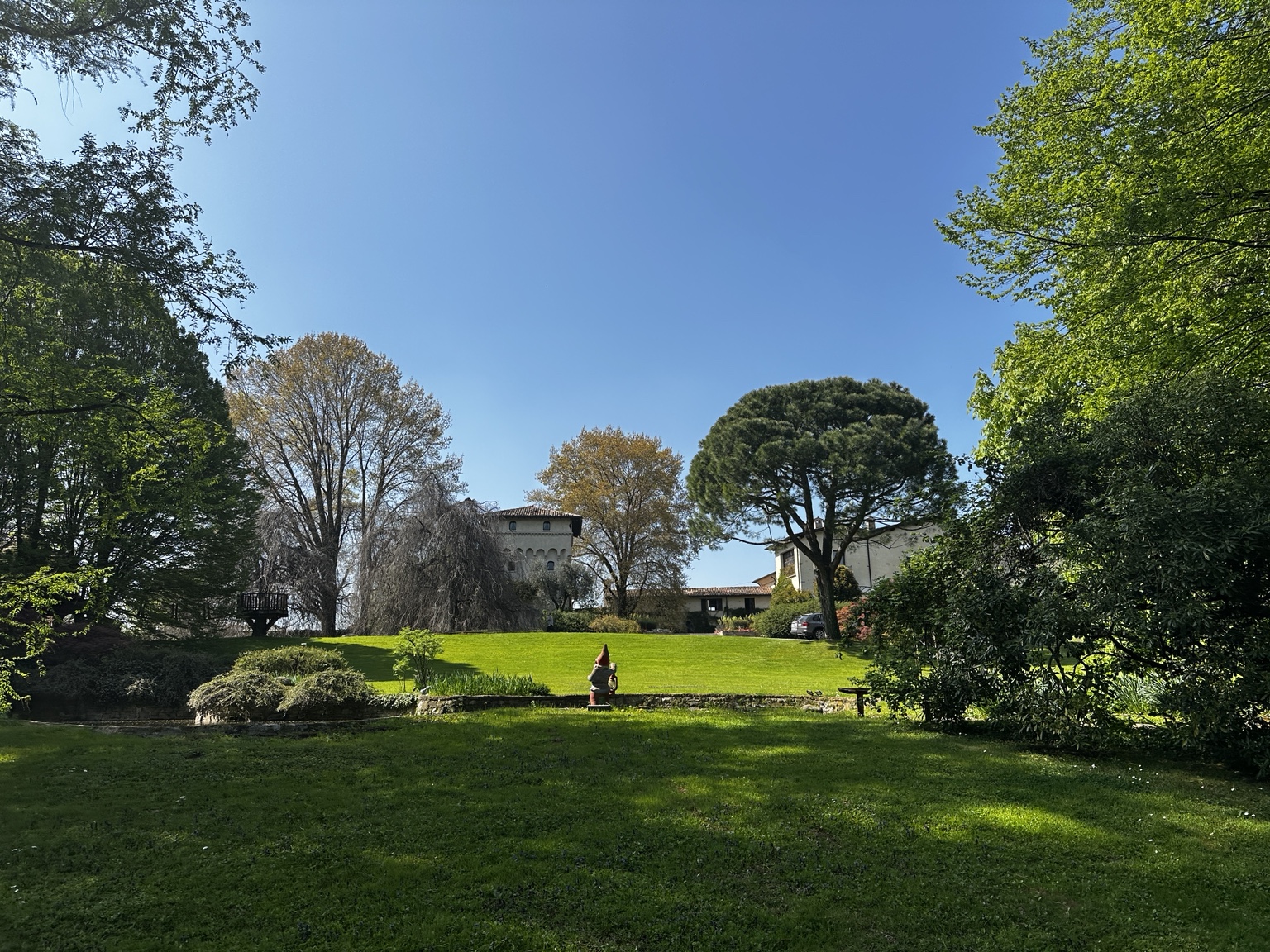 The grounds and medieval tower of the villa